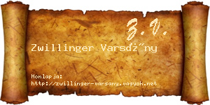 Zwillinger Varsány névjegykártya